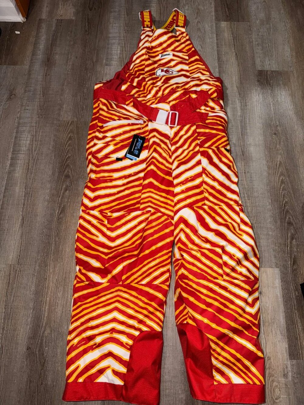 Zubaz NFL Men's Zebra Bib Overalls with Logo Liner, Kansas City Chiefs, 2XL